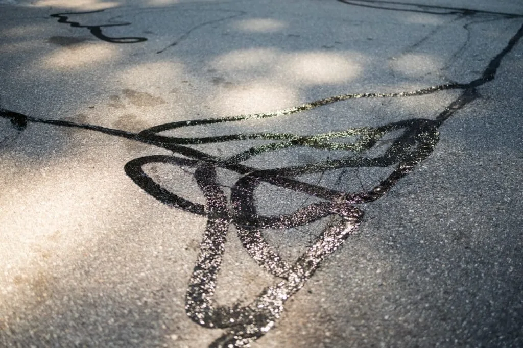 Fresh Asphalt Crack Filling Job