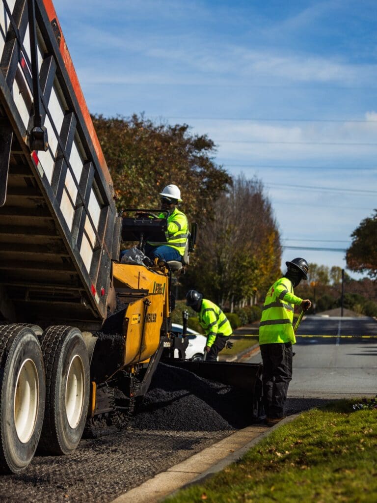 Asphalt paving services in action