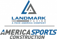 Landmark Paving and America Sports Construction logos representing a professional asphalt paving and concrete paving contractor serving Orlando, FL and surrounding areas of Florida.