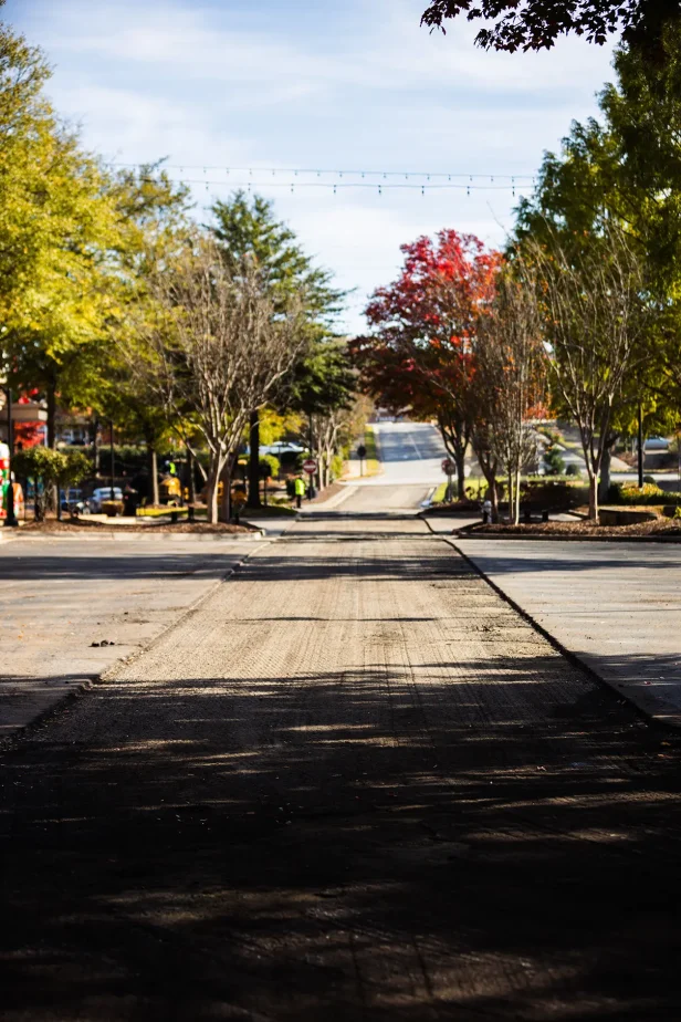 Landmark Paving roadway surface prepared for asphalt milling and full depth reclamation