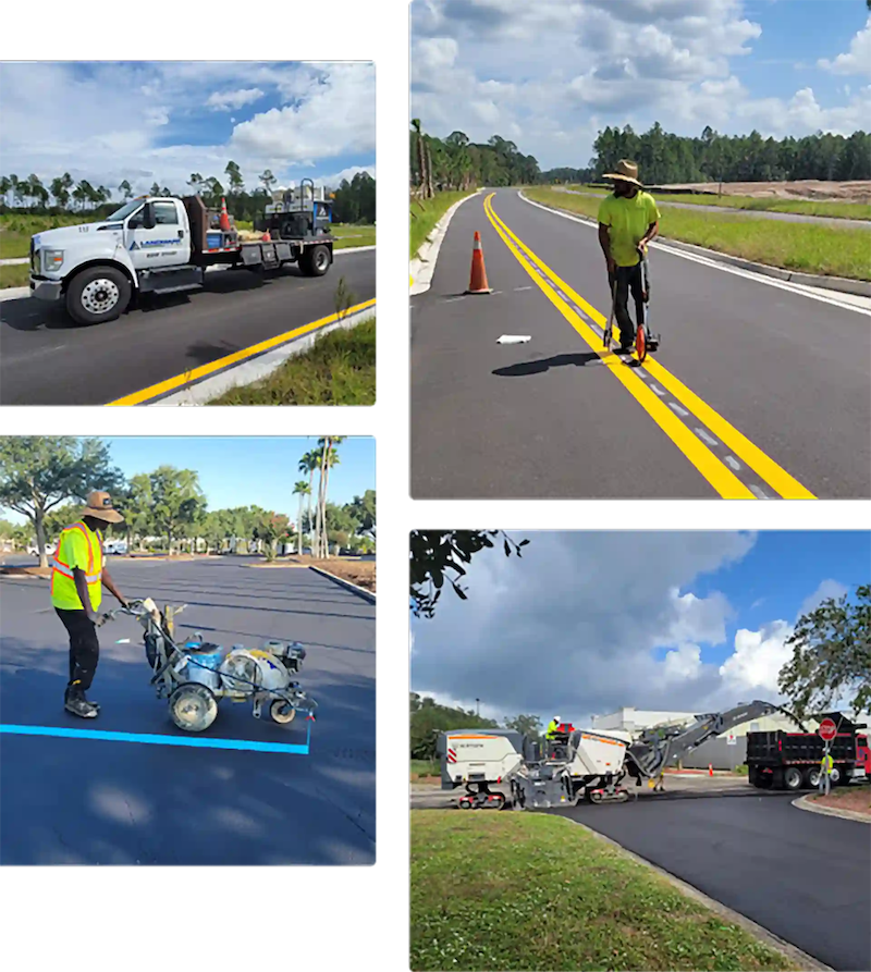 Photo Grid of Landmark Team Paving Roads and Parking Lots